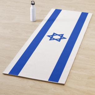 Israel flag blue and white modern yoga mat