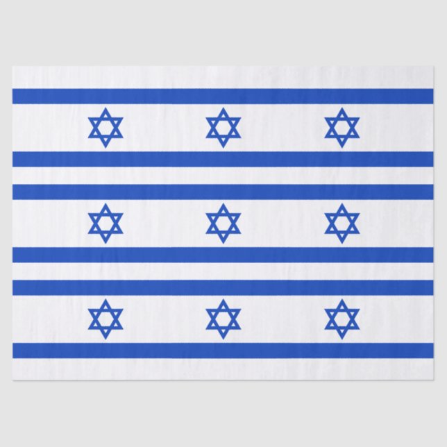Israel flag blue and white Star of David pattern Tissue Paper (Front)