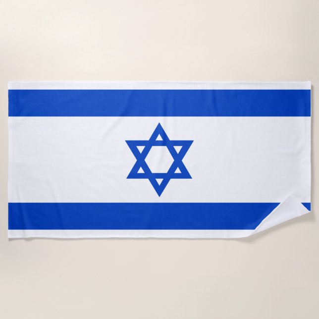 Israel flag blue Star of David Beach Towel (Front)