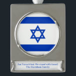 Israel flag blue white personalised custom text silver plated banner ornament<br><div class="desc">Israel flag blue personalised custom text Silver Plated Banner Ornament.
Israeli Flag.</div>