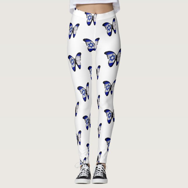 Israel Flag Butterfly Leggings (Front)