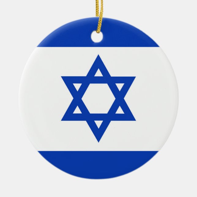 Israel flag ceramic tree decoration (Front)