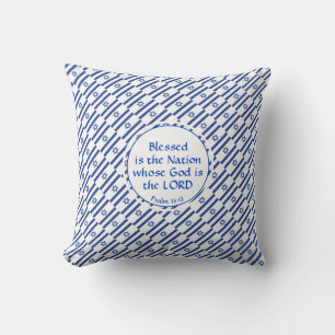 ISRAEL FLAG Custom BLUE Scripture BLESSED NATION Cushion