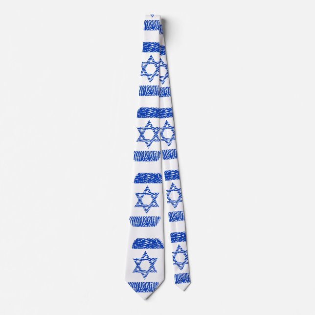 Israel Flag Fingerprint Tie (Front)