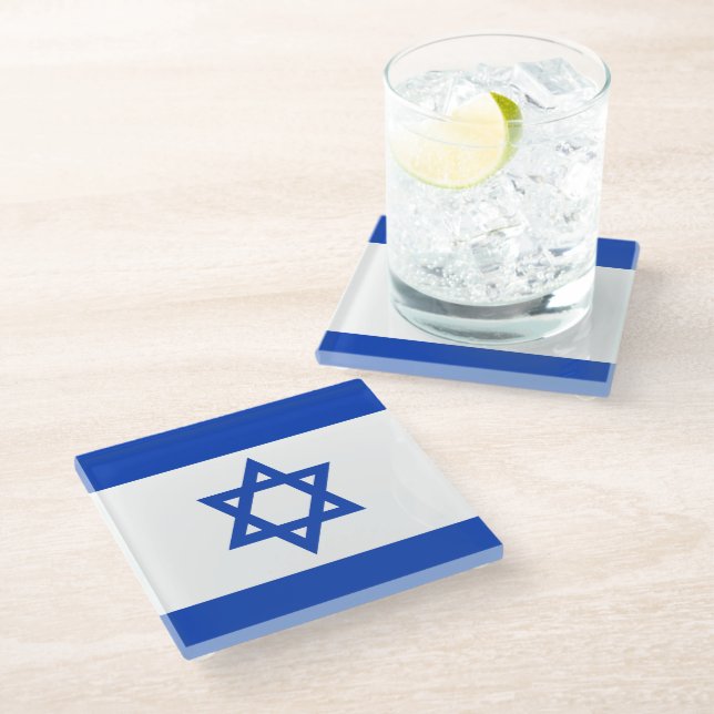 Israel flag glass coaster (Angled)