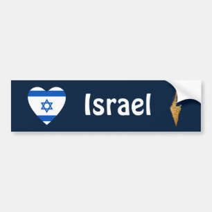 Israel Flag Heart + Map Bumper Sticker