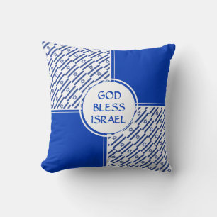 ISRAEL FLAG Israeli Patriotic God Bless Cushion