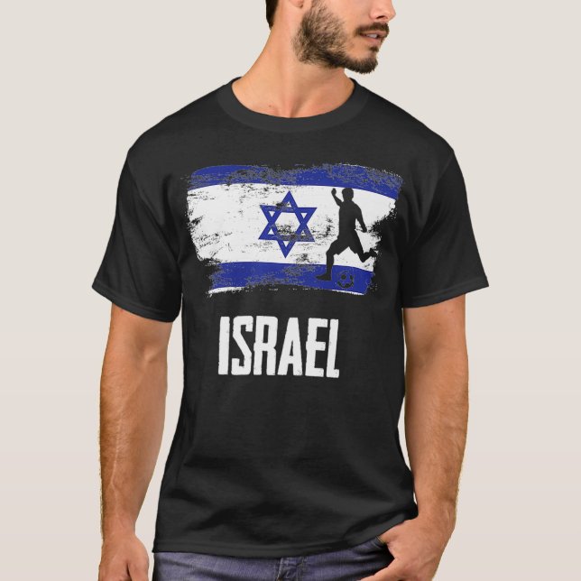 Israel Flag Jersey Israeli Soccer Team Israeli aun T-Shirt (Front)