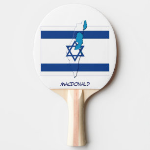 ISRAEL FLAG & MAP Personalised Ping Pong Paddle