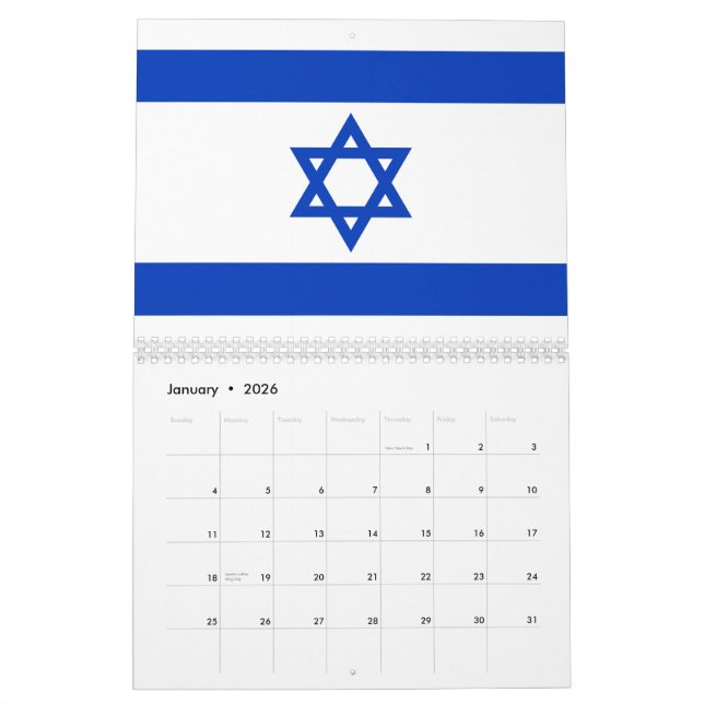 Israel flag modern patriotic modern calendar (Jan 2026)