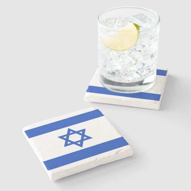 Israel flag modern patriotic stone coaster (Side)
