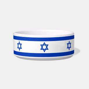 Israel flag modern pattern patriotic dog cat bowl
