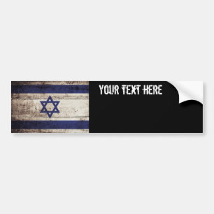 Israel Flag on Old Wood Grain Bumper Sticker