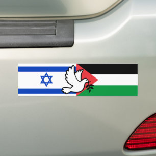 Israel Flag Palestine Flag Ceasefire Peace Bumper Sticker