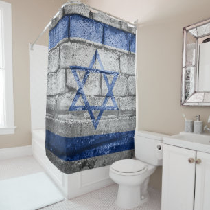 Israel flag wall shower curtain