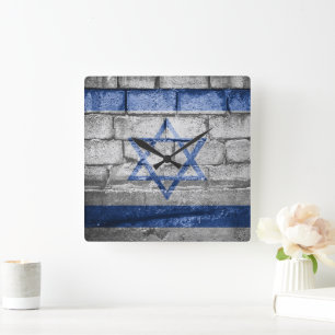 Israel flag wall square wall clock