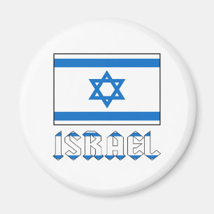 Israel Flag Word ISRAEL Round Magnet