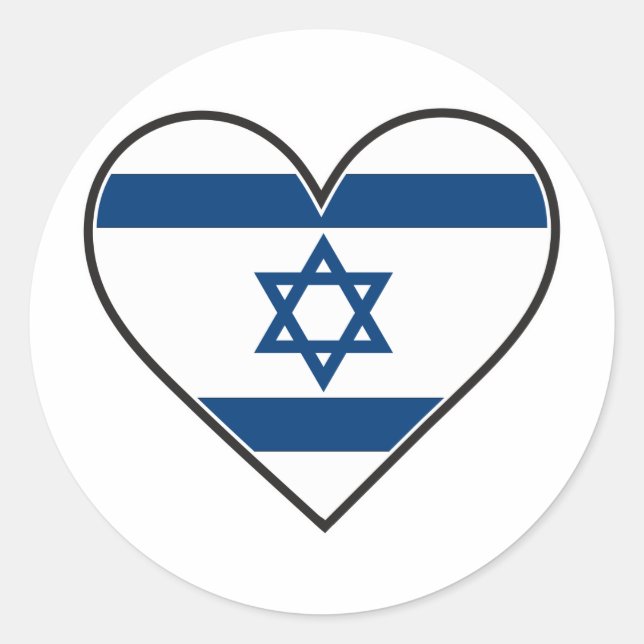israel heart flag classic round sticker (Front)
