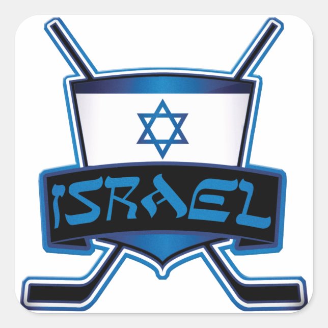 Israel Ice Hockey Flag Square Sticker (Front)