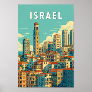 Israel Illustration Travel Art Vintage Poster