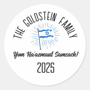 Israel Independence Day Personalised Family Name Classic Round Sticker