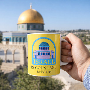 Israel Is God's Land Ezekiel 11:17 Yellow/Blue Coffee Mug