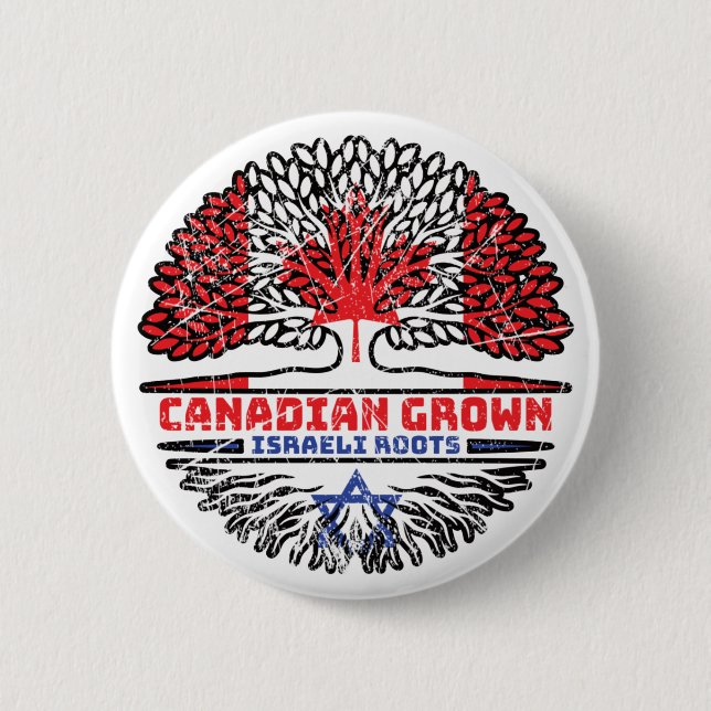 Israel Israeli Canadian Canada Tree Roots Flag 6 Cm Round Badge (Front)
