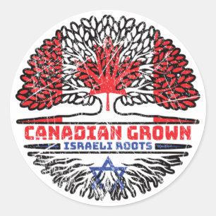 Israel Israeli Canadian Canada Tree Roots Flag Classic Round Sticker
