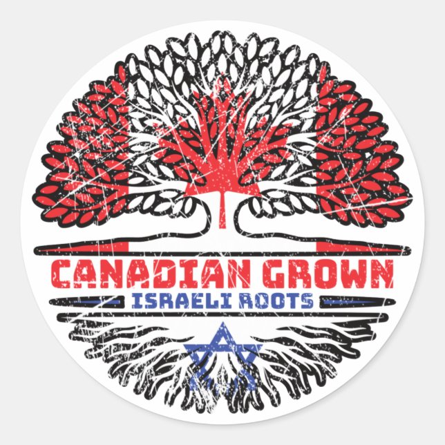 Israel Israeli Canadian Canada Tree Roots Flag Classic Round Sticker (Front)
