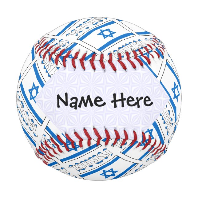 Israel Israeli Flag Tiled Black Personalisation  Baseball (Front)