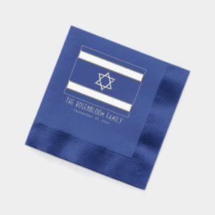Israel Israeli Flag with Name Date Foil Napkins