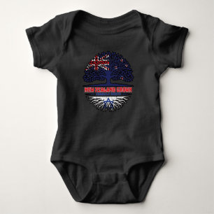 Israel Israeli New Zealander New Zealand Tree Root Baby Bodysuit