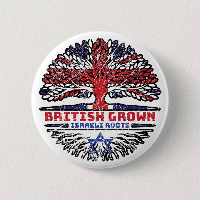 Israel Israeli Uk United Kingdom British Tree 6 Cm Round Badge (Front)