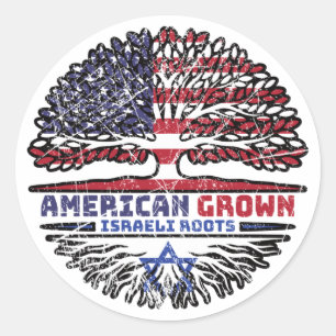 Israel Israeli US American USA United States Tree Classic Round Sticker