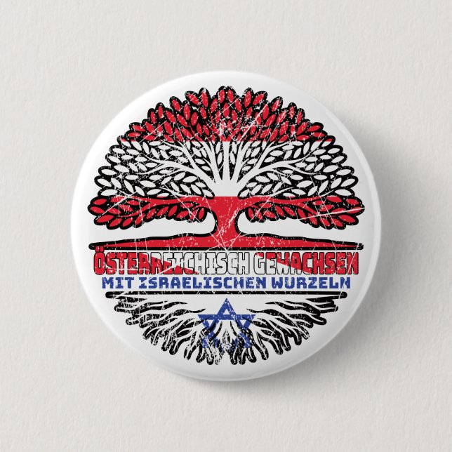 Israel Israelisch Österreichisch Österreich Baum 6 Cm Round Badge (Front)