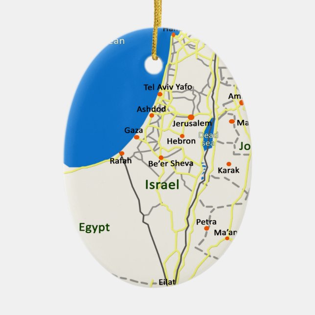 Israel map.JPG Ceramic Tree Decoration (Front)