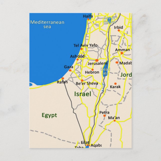 Israel map.JPG Postcard (Front)