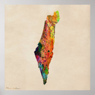 Israel Map Painting Poster