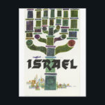 Israel, Menorah, vintage airline travel Postcard<br><div class="desc">Perfect image for your new print design. It could be a nice present or "final touch" for decorating home.</div>