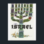 Israel, Menorah, vintage airline travel Postcard<br><div class="desc">Perfect image for your new print design. It could be a nice present or "final touch" for decorating home.</div>