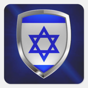 Israel Metallic Emblem Square Sticker