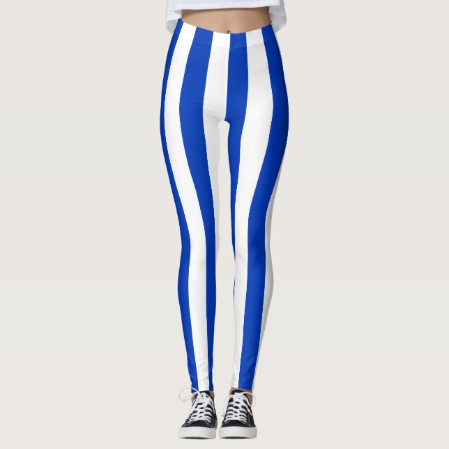 Israel National Flag Colours Vertical Striped Leggings (Front)