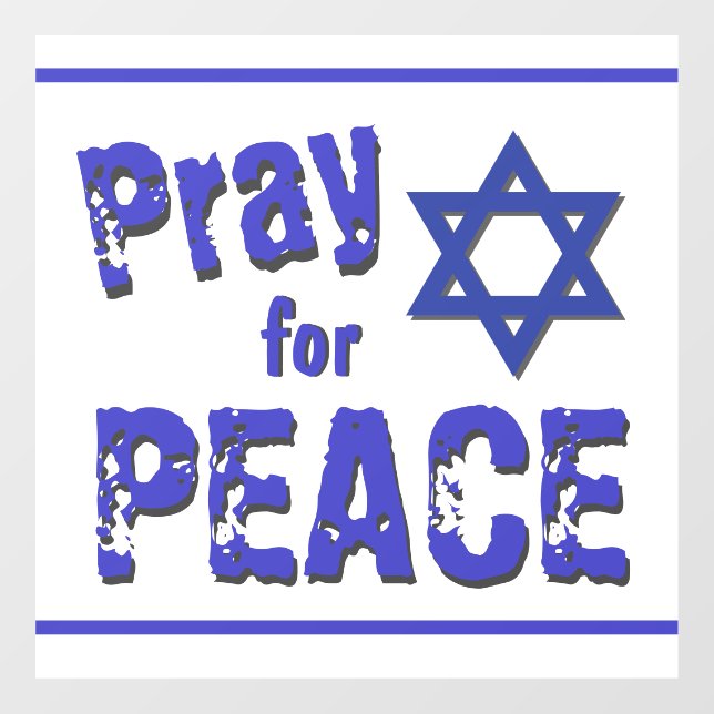 Israel Pray for Peace Grunge Font Window Cling (Sheet)