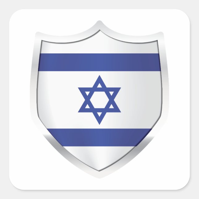 Israel Silver Shield Flag Square Sticker (Front)
