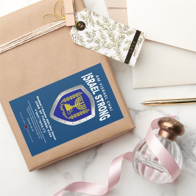 Israel Strong – Am Yisrael Chai Rectangular Sticker (Gifting)