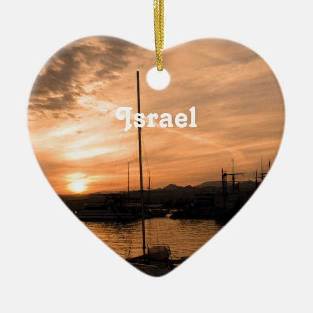 Israel Sunset Ceramic Tree Decoration (Front)