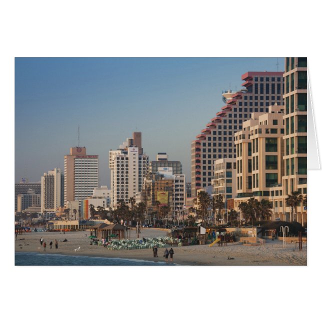 Israel, Tel Aviv, beachfront, hotels, dusk (Front Horizontal)