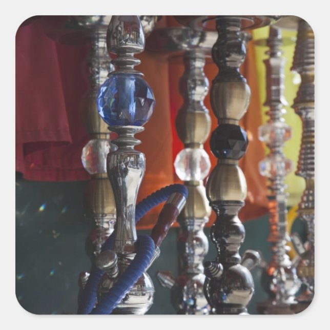 Israel, Tel Aviv, Jaffa, sheesha water pipes Square Sticker (Front)