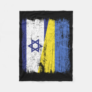 Israel Ukraine Half Flag Israeli Ukrainian Heritag Fleece Blanket