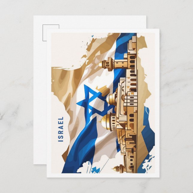 Israel Vintage Travel Illustration Postcard (Front/Back)